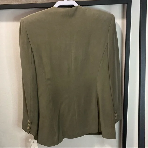 100% Silk Green Blazer With Opal Buttons NWT